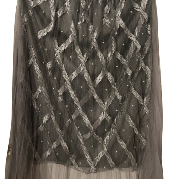 Silver &Gray Skirt w/ faux pearls- XL - New with tags - BACK side has no pearls - Picture 6 of 9
